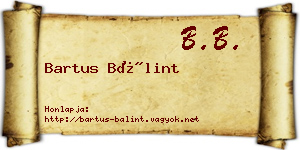 Bartus Bálint névjegykártya
